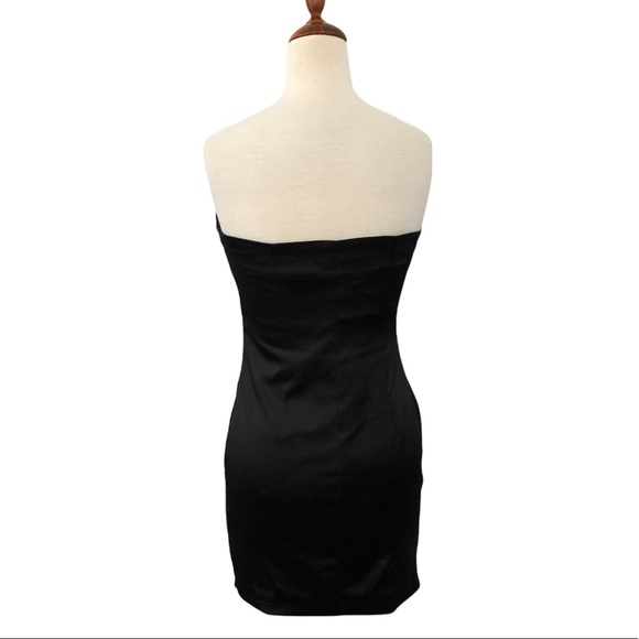 BLQMKT Blaque Market Strapless Mini Dress with Faux Leather Striped Trim - Picture 3 of 7